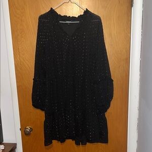 Express Black Long Sleeve Tiered Dress